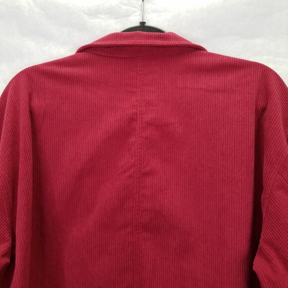 Avec Les Filles Cropped Corduroy Jacket Women XL Shacket Raspberry Red Button Up - Picture 12 of 16